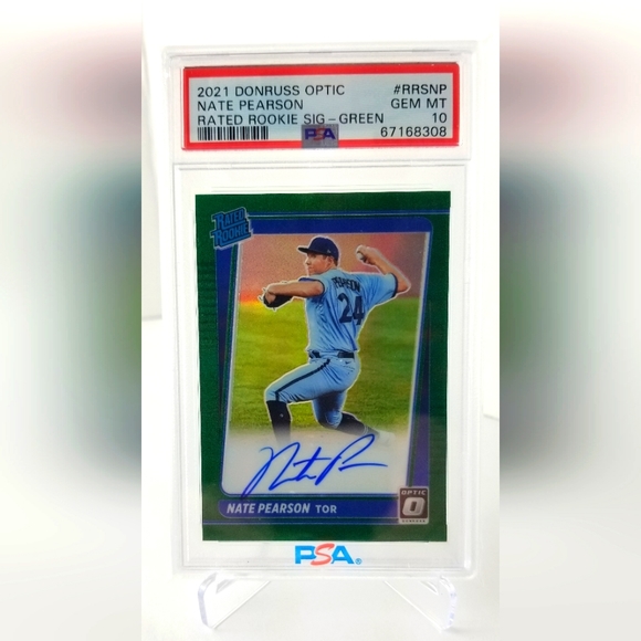 2021 Donruss Optic Nate Pearson RC Auto Green 1/5 # RRS-NP - PSA 10 GEM MINT - Picture 1 of 3